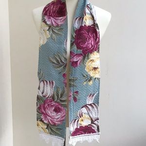 Vintage Turquoise Barkcloth Scarf